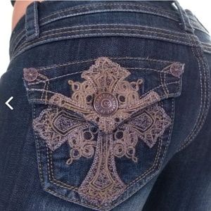 Grace in LA Juniors Cropped Brown Stitch Jeans NEW